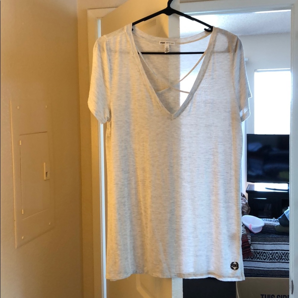*BNWOT Victoria’s Secret PINK Cross Front Tee*